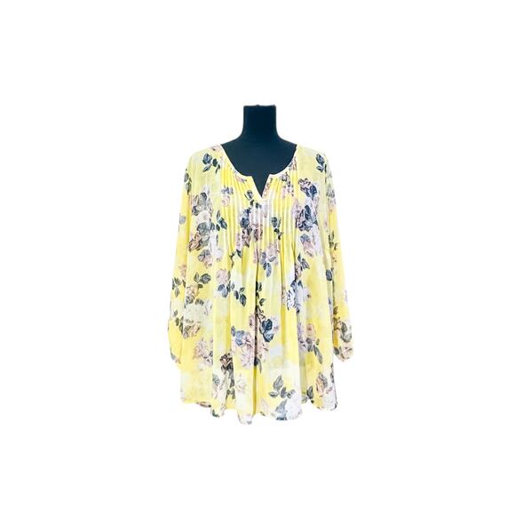 Torrid Yellow Floral Crinkle Chiffon Plus Size 4x Blouse - Picture 1 of 6